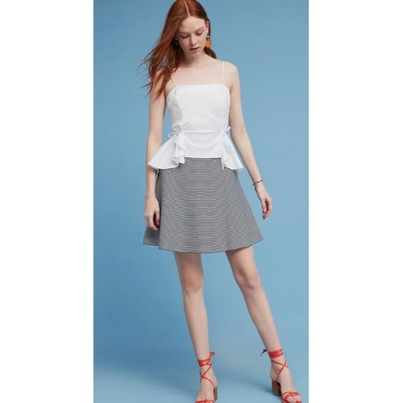 English Factory Dresses & Skirts - English Factory Striped Maura Knit Mini Skirt Navy White A-Line Zip Med. NWT